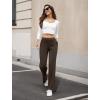imageWomens Dress Work Pants Business Casual Slacks Stretchy Wide Leg Trousers with Pockets High Waist Pull OnBrown