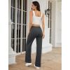 imageWomens Dress Work Pants Business Casual Slacks Stretchy Wide Leg Trousers with Pockets High Waist Pull OnDark Grey