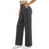 imageWomens Dress Work Pants Business Casual Slacks Stretchy Wide Leg Trousers with Pockets High Waist Pull OnDark Grey
