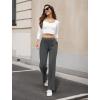 imageWomens Dress Work Pants Business Casual Slacks Stretchy Wide Leg Trousers with Pockets High Waist Pull OnDark Grey