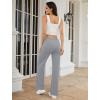 imageWomens Dress Work Pants Business Casual Slacks Stretchy Wide Leg Trousers with Pockets High Waist Pull OnLight Grey