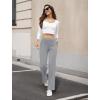imageWomens Dress Work Pants Business Casual Slacks Stretchy Wide Leg Trousers with Pockets High Waist Pull OnLight Grey