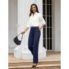 imageWomens Dress Work Pants Business Casual Slacks Stretchy Wide Leg Trousers with Pockets High Waist Pull OnNavy Blue