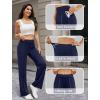 imageWomens Dress Work Pants Business Casual Slacks Stretchy Wide Leg Trousers with Pockets High Waist Pull OnNavy Blue