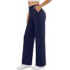 imageWomens Dress Work Pants Business Casual Slacks Stretchy Wide Leg Trousers with Pockets High Waist Pull OnNavy Blue