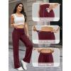 imageWomens Dress Work Pants Business Casual Slacks Stretchy Wide Leg Trousers with Pockets High Waist Pull OnWine Red