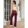 imageWomens Dress Work Pants Business Casual Slacks Stretchy Wide Leg Trousers with Pockets High Waist Pull OnWine Red