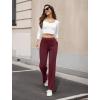 imageWomens Dress Work Pants Business Casual Slacks Stretchy Wide Leg Trousers with Pockets High Waist Pull OnWine Red
