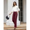 imageWomens Dress Work Pants Business Casual Slacks Stretchy Wide Leg Trousers with Pockets High Waist Pull OnWine Red