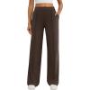 imageWomens Dress Work Pants Business Casual Slacks Stretchy Wide Leg Trousers with Pockets High Waist Pull OnBrown