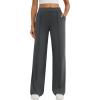 imageWomens Dress Work Pants Business Casual Slacks Stretchy Wide Leg Trousers with Pockets High Waist Pull OnDark Grey