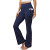 imageWomens Flare Yoga Pants with Pockets High Waist Tummy Control Flared Leggings Bell Bottom Gym Workout LeggingsNavy Blue