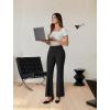 imageDress Work Pants Women Business Casual Slack Trousers Stretchy Pull On Office Flare Pants with PocketsBlack