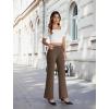 imageDress Work Pants Women Business Casual Slack Trousers Stretchy Pull On Office Flare Pants with PocketsBrown
