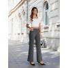 imageDress Work Pants Women Business Casual Slack Trousers Stretchy Pull On Office Flare Pants with PocketsDeep Grey