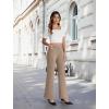 imageDress Work Pants Women Business Casual Slack Trousers Stretchy Pull On Office Flare Pants with PocketsDeep Khaki Coffee