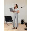 imageDress Work Pants Women Business Casual Slack Trousers Stretchy Pull On Office Flare Pants with PocketsLight Grey Sage