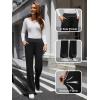 imageWomens High Waist Dress Pants Business Casual Work Pants Stretchy Bootcut Pull On Slacks Office Trousers with PocketsBlack
