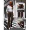 imageWomens High Waist Dress Pants Business Casual Work Pants Stretchy Bootcut Pull On Slacks Office Trousers with PocketsBrown