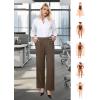 imageWomens Wide Leg Dress Pants Stretchy High Waisted Work Pants Business Casual Office Trousers with PocketsBrown