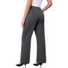 imageWomens Wide Leg Dress Pants Stretchy High Waisted Work Pants Business Casual Office Trousers with PocketsDeep Grey