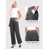 imageWomens Wide Leg Dress Pants Stretchy High Waisted Work Pants Business Casual Office Trousers with PocketsDeep Grey