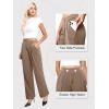 imageWomens Wide Leg Dress Pants Stretchy High Waisted Work Pants Business Casual Office Trousers with PocketsLight Coffee