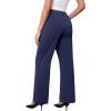 imageWomens Wide Leg Dress Pants Stretchy High Waisted Work Pants Business Casual Office Trousers with PocketsNavy Blue