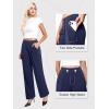 imageWomens Wide Leg Dress Pants Stretchy High Waisted Work Pants Business Casual Office Trousers with PocketsNavy Blue