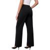 imageWomens Wide Leg Dress Pants Stretchy High Waisted Work Pants Business Casual Office Trousers with PocketsZblack