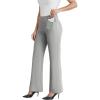 imageDress Work Pants Women Business Casual Slack Trousers Stretchy Pull On Office Flare Pants with PocketsLight Grey Sage