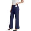 imageDress Work Pants Women Business Casual Slack Trousers Stretchy Pull On Office Flare Pants with PocketsNavy Blue