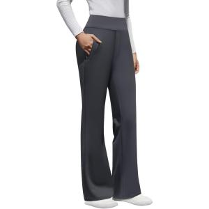 imageWomens High Waist Dress Pants Business Casual Work Pants Stretchy Bootcut Pull On Slacks Office Trousers with PocketsDeep Grey