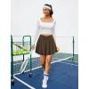 imagePleated Skirts for Women High Waisted Tennis Golf Skirt with Shorts Pockets Athletic Pickleball Mini SkortCrossoverbrown