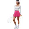 imagePleated Skirts for Women High Waisted Tennis Golf Skirt with Shorts Pockets Athletic Pickleball Mini SkortHot Pink