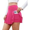 imagePleated Skirts for Women High Waisted Tennis Golf Skirt with Shorts Pockets Athletic Pickleball Mini SkortHot Pink