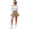 imagePleated Skirts for Women High Waisted Tennis Golf Skirt with Shorts Pockets Athletic Pickleball Mini SkortKhaki