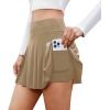 imagePleated Skirts for Women High Waisted Tennis Golf Skirt with Shorts Pockets Athletic Pickleball Mini SkortKhaki
