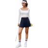 imagePleated Skirts for Women High Waisted Tennis Golf Skirt with Shorts Pockets Athletic Pickleball Mini SkortNavy Blue