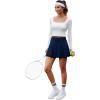 imagePleated Skirts for Women High Waisted Tennis Golf Skirt with Shorts Pockets Athletic Pickleball Mini SkortNavy Blue