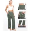 imageWide Leg Yoga Pants Women Elastic High Waisted Lounge Pants Loose Causal Comfy Trousers with PocketsArmy Green
