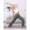 imageWide Leg Yoga Pants Women Elastic High Waisted Lounge Pants Loose Causal Comfy Trousers with PocketsArmy Green