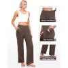 imageWide Leg Yoga Pants Women Elastic High Waisted Lounge Pants Loose Causal Comfy Trousers with PocketsBrown