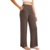 imageWide Leg Yoga Pants Women Elastic High Waisted Lounge Pants Loose Causal Comfy Trousers with PocketsBrown