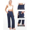 imageWide Leg Yoga Pants Women Elastic High Waisted Lounge Pants Loose Causal Comfy Trousers with PocketsNavy Blue