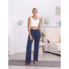 imageWide Leg Yoga Pants Women Elastic High Waisted Lounge Pants Loose Causal Comfy Trousers with PocketsNavy Blue