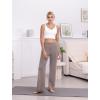 imageWide Leg Yoga Pants Women Elastic High Waisted Lounge Pants Loose Causal Comfy Trousers with PocketsTaupe