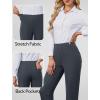 imageWomens Dress Pants Stretchy Straight Leg Pull On Work Pants High Waisted Business Casual Slacks with Pockets OfficeDark Grey
