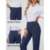 imageWomens Dress Pants Stretchy Straight Leg Pull On Work Pants High Waisted Business Casual Slacks with Pockets OfficeNavy