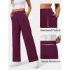 image:imageWide Leg Dress Pants for Women Pull on Elastic Stretchy Work Pants High Waisted Casual Slacks with PocketsBerry